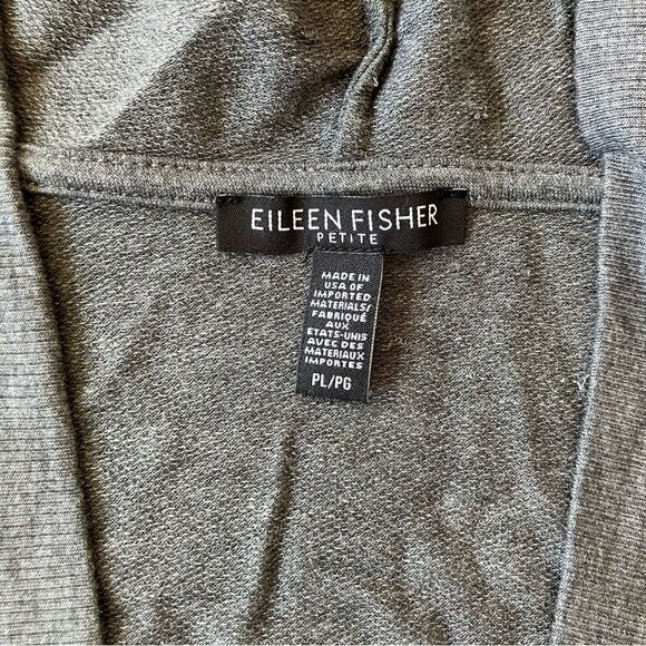 Eileen Fisher Grey Knit Hoodie Wrap Duster Nursing Cardigan Sweater Petite Large - Picture 2 of 6